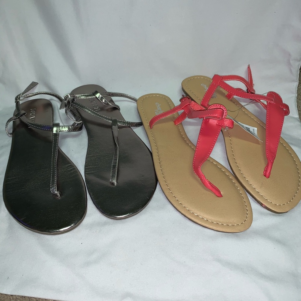 Pewter & Pink Flat Sandals